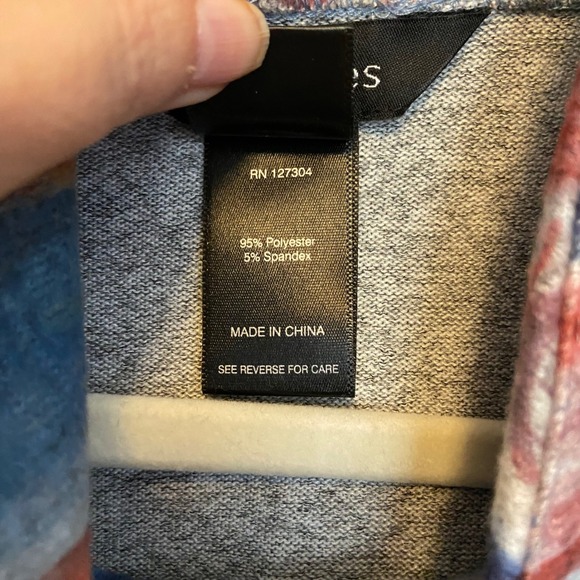 Ali Miles Size PXL Blue Multi London Cityscape Print Cowl Neck Top 3/4 Sleeve - Picture 4 of 7